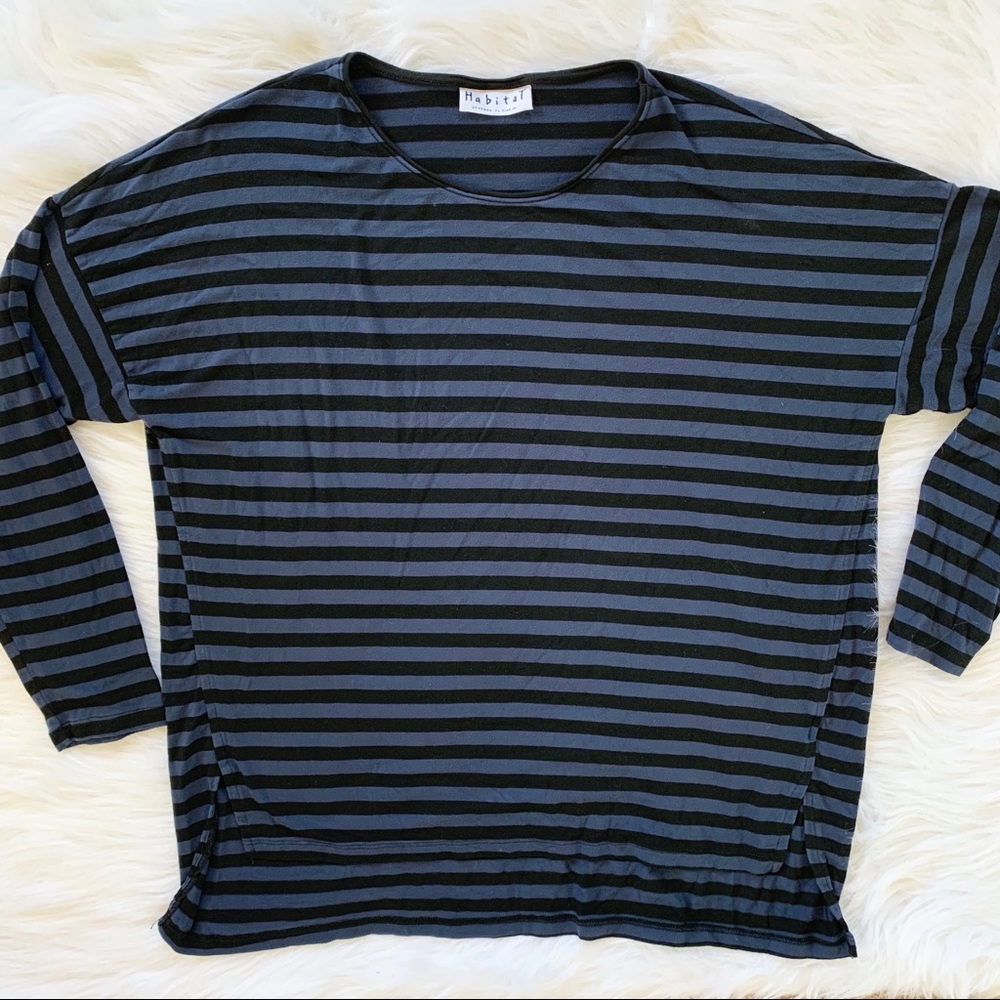 Habitat Blue Striped Relaxed Dolman Long Sleeve Top - Picture 6 of 6